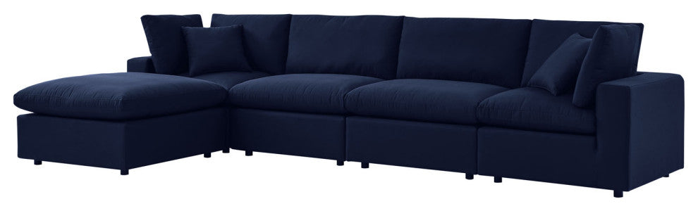 Modular Sectional Deep Sofa Chair Set, Sunbrella, Blue Navy, Outdoor Patio