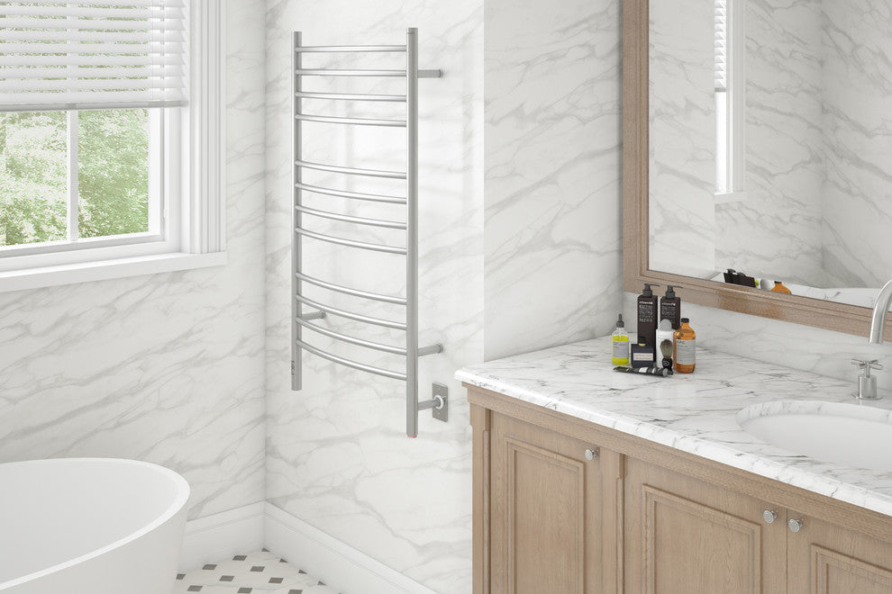 Ancona Lustra 12-Bar Dual Brushed Towel Warmer With On-Board Timer