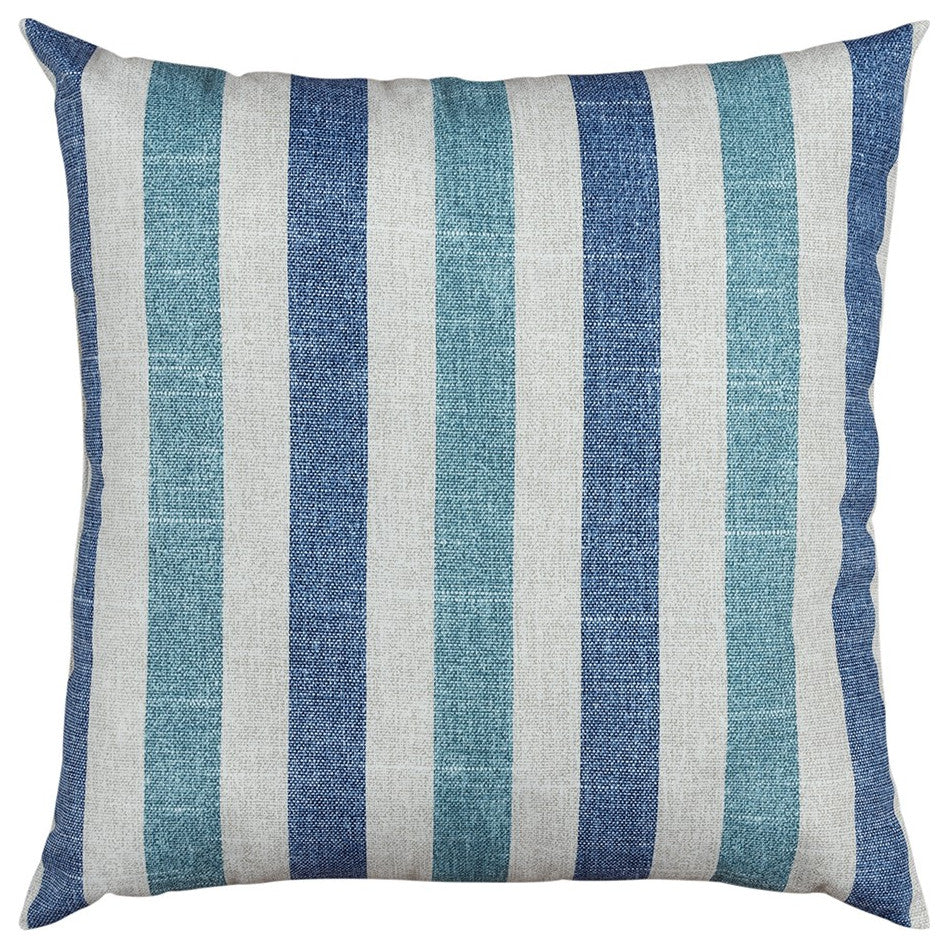 Blue White Distressed Stripe Indoor Outdoor Throw Pillow