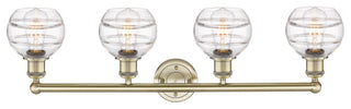Edison-Rochester 4-Light 33" Bath Vanity Light, Antique Brass, Clear