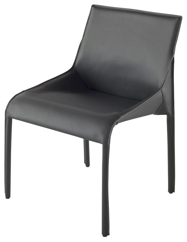 Leather Dining Chair, Modern Dining Chair, Armless Side Chair, Dark Grey