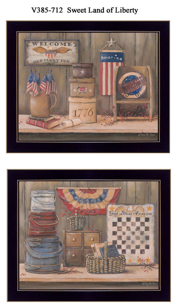 "Sweet Land of Liberty" Collection By Pam Britton, Printed Wall Art, Black Frame