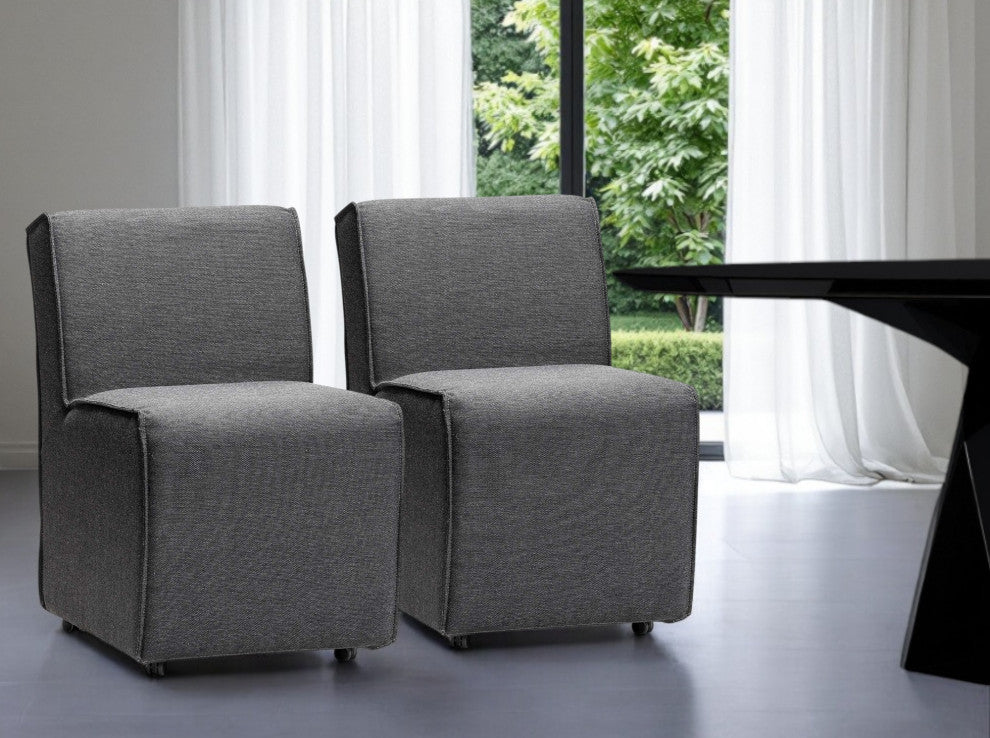 Gray Upholstered Fabric Side Chairs, Set of 2