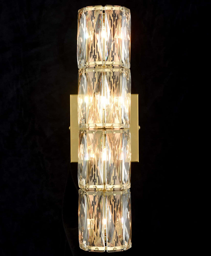 Wall Sconce Modern Crystal Light Bathroom Wall Lighting, Gold, 4-Light