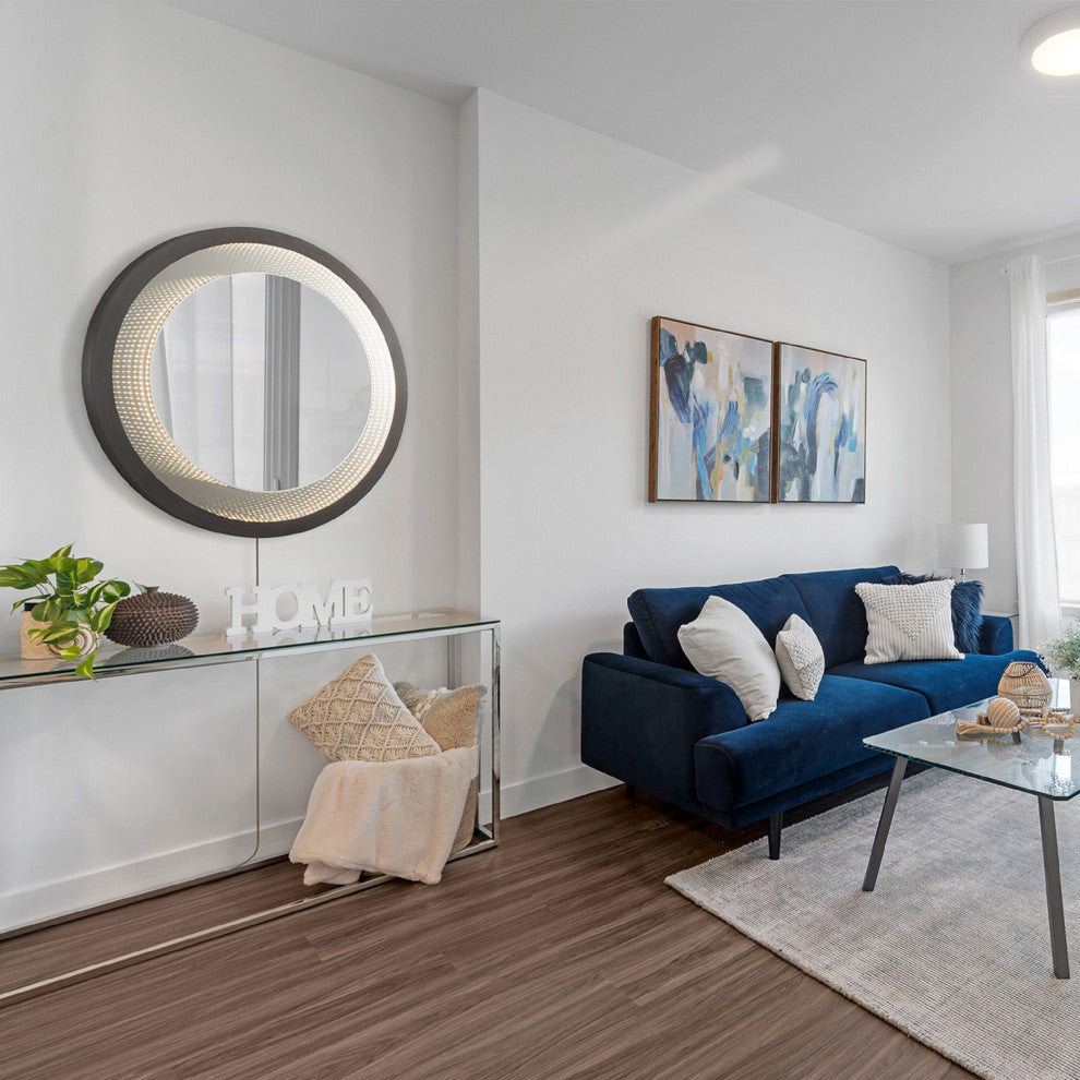 Starfall Vanishing infinity LED Round Wall Mirror in Gunmetal