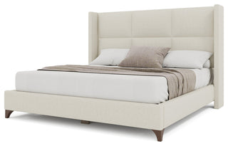Nativa Interiors Megan Square Upholstered Bed, Off White, Queen
