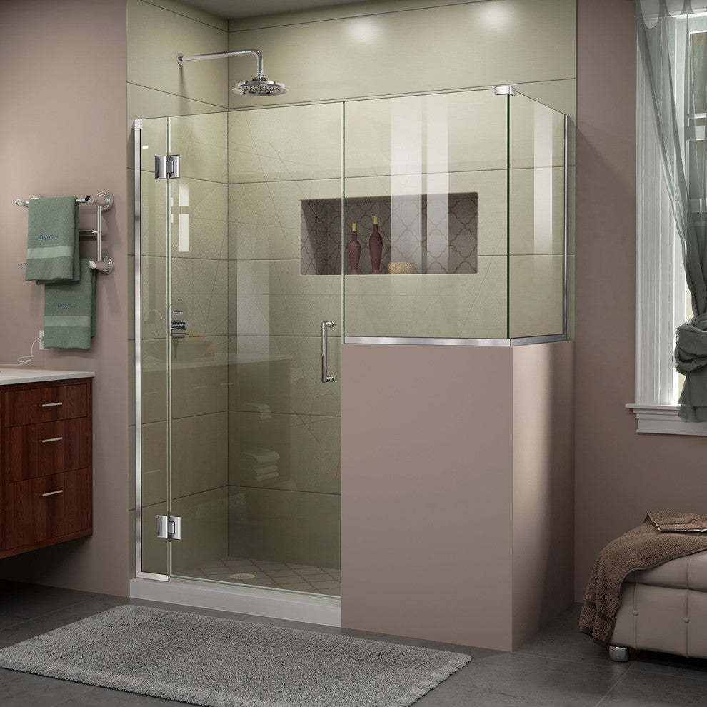 Unidoor-x 60"x30.38" Shower Enclosure, Chrome