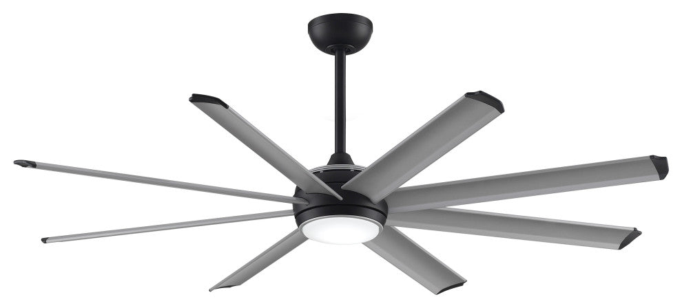 Stellar Ceiling Fan, Black Motor and Silver Blades, 64"