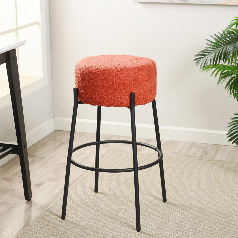 Soloist Counter Stool Tangerine Boucle Upholstered Cushion