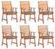 Vidaxl Outdoor Dining Chairs, Set of 6, With Cushions Solid Acacia Wood