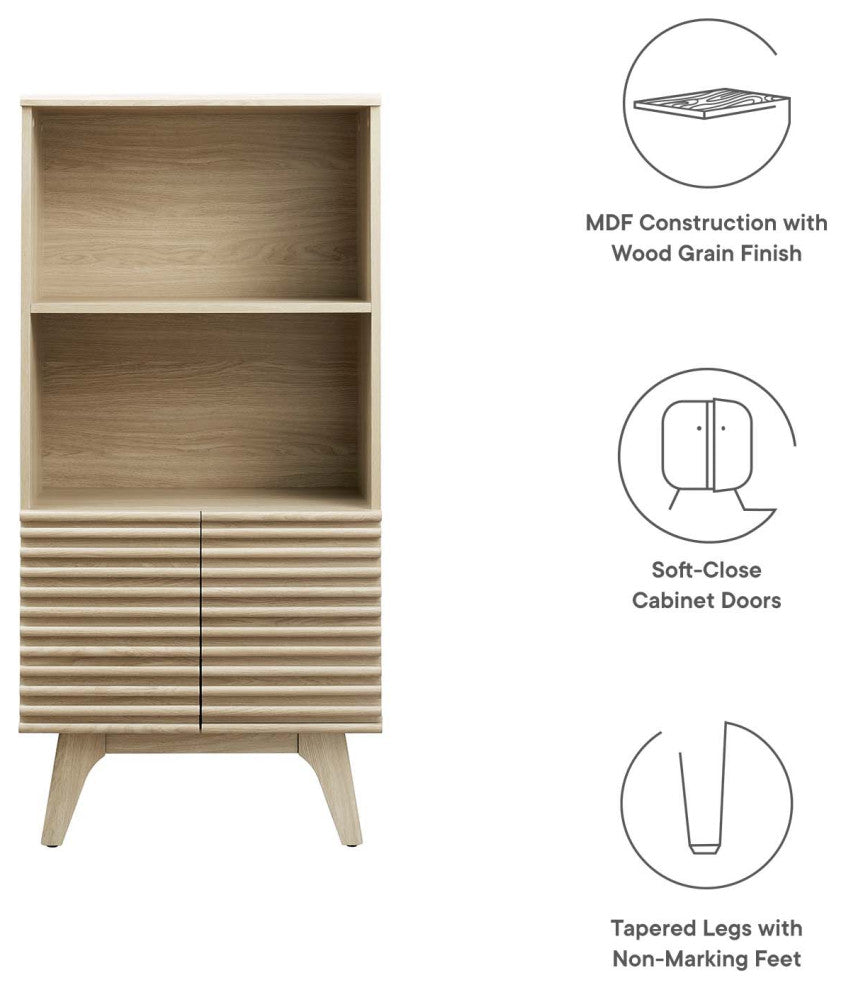 Render Display Cabinet Bookshelf, Oak
