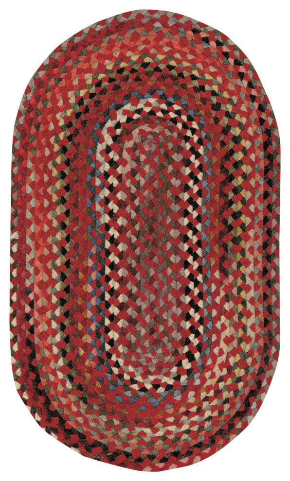 Capel St. Johnsbury Medium Red 0440_500 Braided Rugs - 7' X 9' Oval