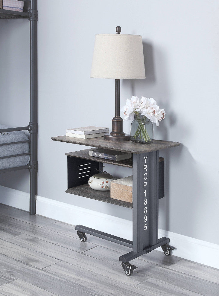 ACME Cargo Accent Table WithWall Shelf, Gunmetal