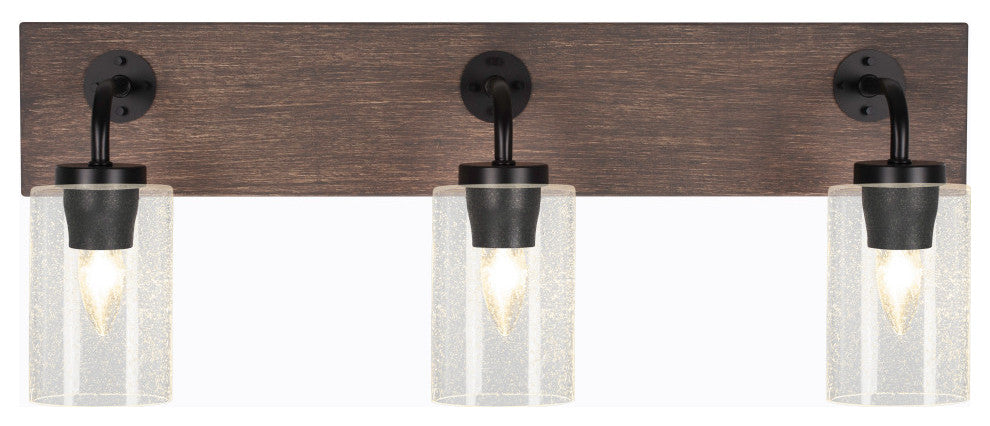 Oxbridge, Bath Bar, Matte Black & Painted Distressed Metal, 4" Clear Bubble