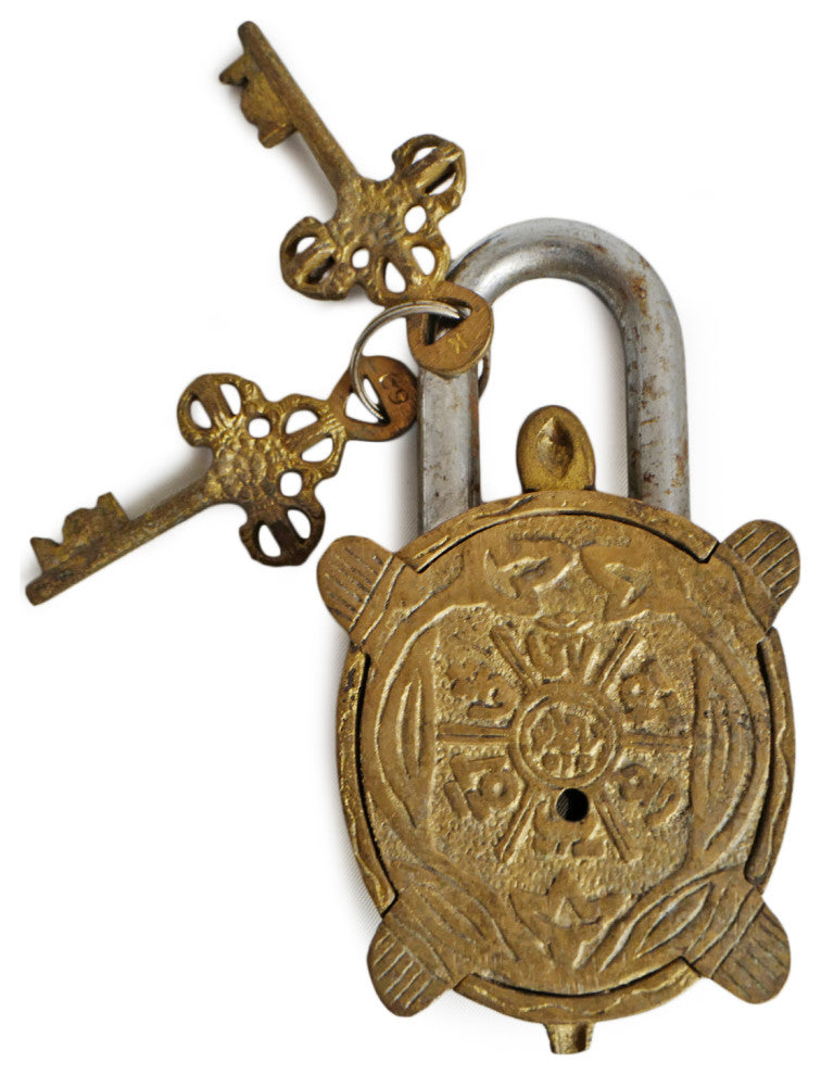 Consigned Vintage Brass India Turtle Lock