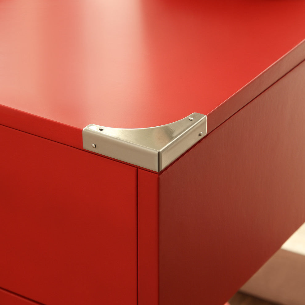 Alastair Wood Campaign Accent Table Nightstand, Red