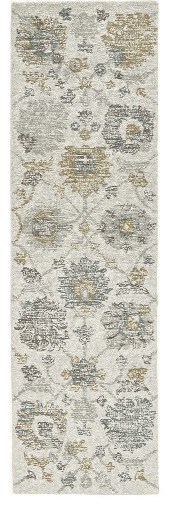 HomeRoots Ivory Machine Woven Traditional Floral Vines Octagon Indoor Area Rug