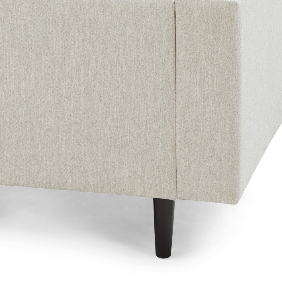 Plano Mid-Century Modern Tufted 3-Seater Sofa, Light Gray/Dark Brown, Beige/Dark Brown