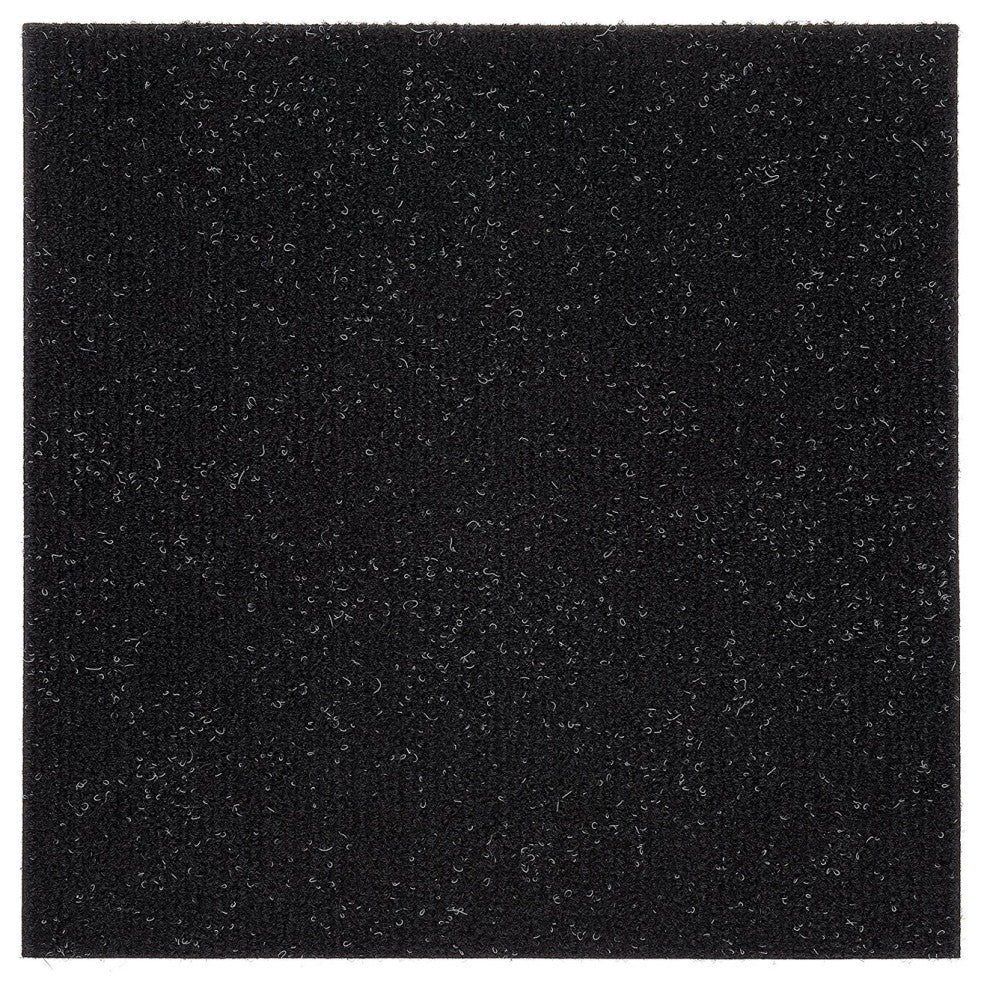 Jet Black Self-Adhesive Solid Carpet Tiles 12Pcs - Actual: 12" x 12"