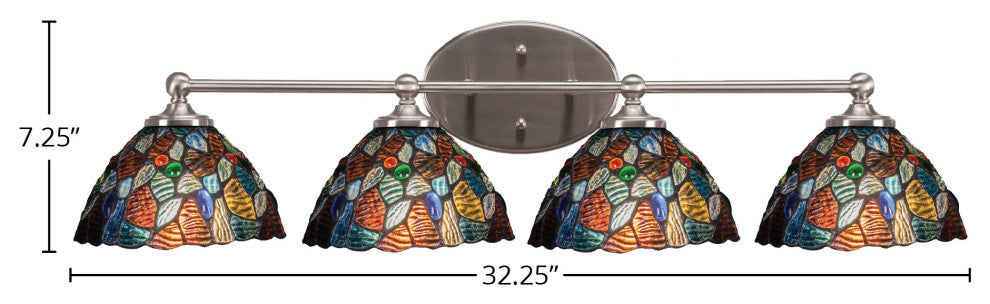 Capri 4-Light Bath Bar, Brushed Nickel/Blue Mosaic Art