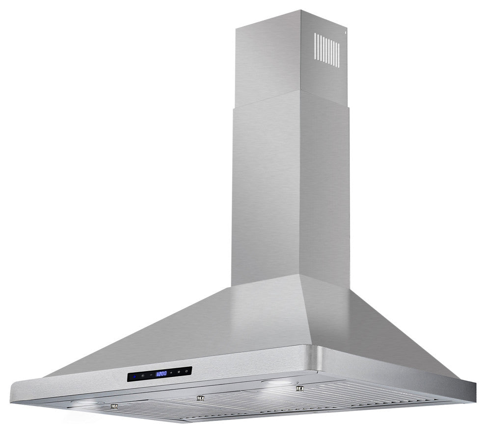 Cosmo Ducted Wall Mount Range Hood in Stainless Steel, Permanent Filters, 36"