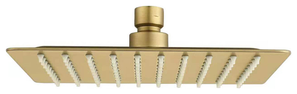10-12 Inch High Pressure Shower Head Stainless Steel Ultra-Thin Rain Showerheads, Brushed Gold, 12 Inches, Square