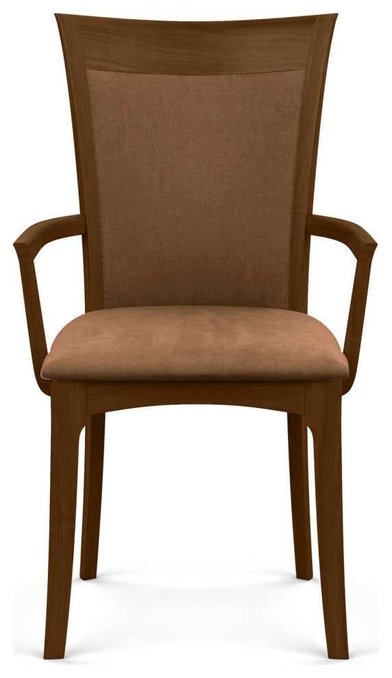 Copeland Morgan Upholstered Armchair, Natural Walnut, Dark Brown Microsuede