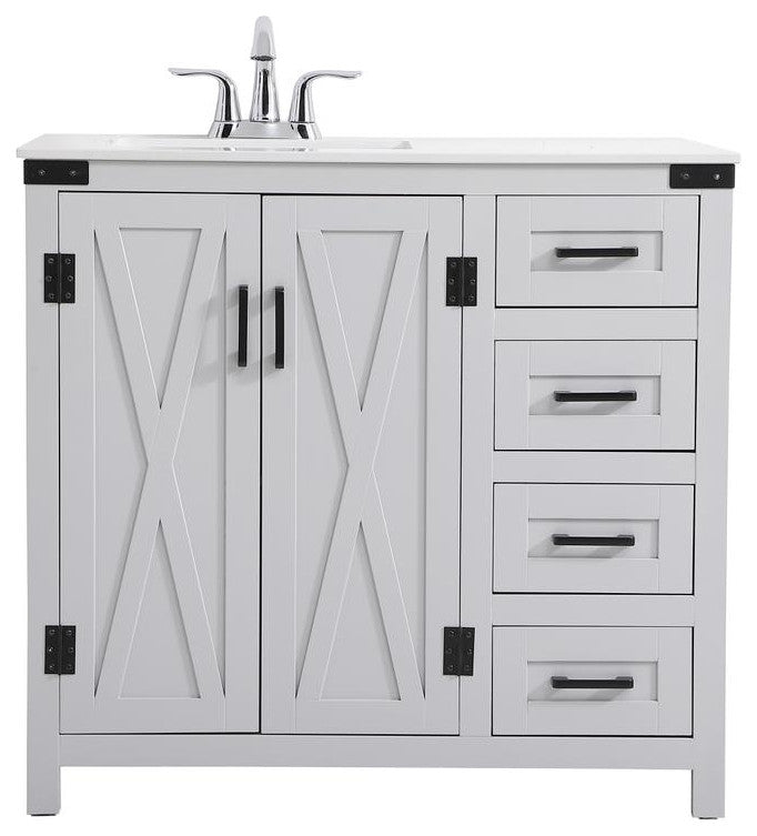 Home Living Single 36" Bathroom Vanity (Grey)