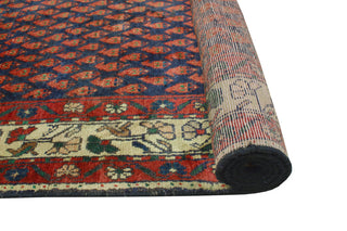 Fine Vintage Distressed Stephani Navy/Burgundy Runner, 3'8 x 8'9