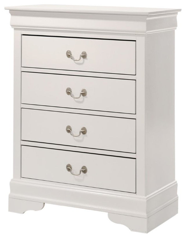 Louis Phillipe 4 Drawer Chest, White