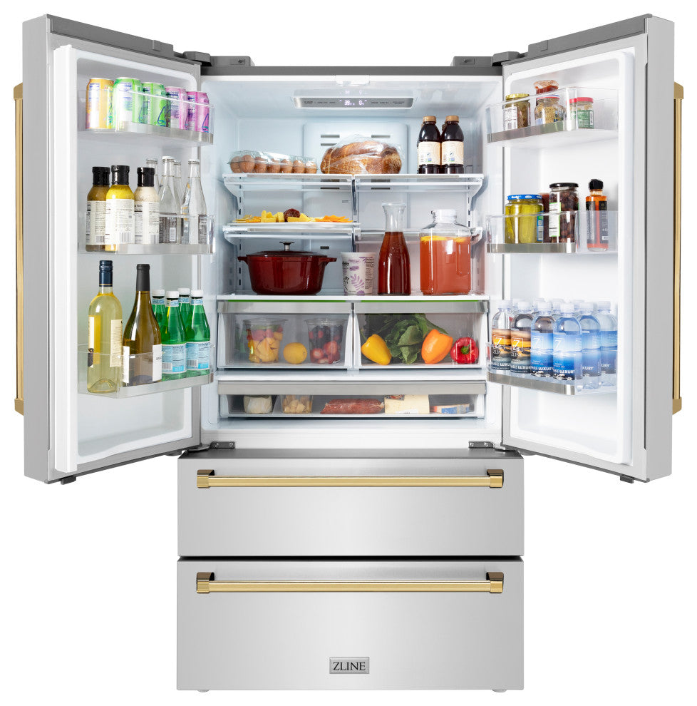 ZLINE 36" French Door Refrigerator With Ice Maker, Stainless RFMZ-36-G