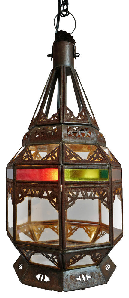 Multi Color Glass Moroccan Lantern
