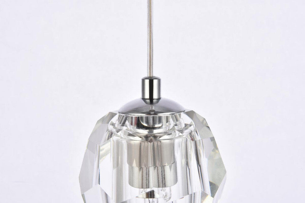 1 Light Chrome 6" LED Crystal Pendant