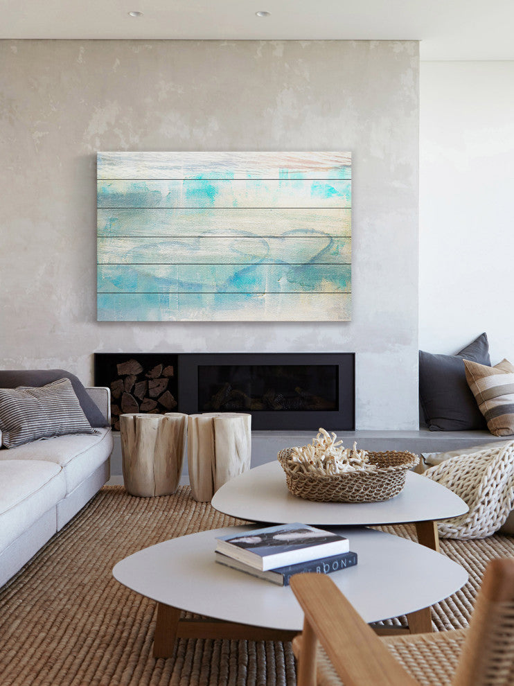 "Hazy Hearts" Painting Print on White Wood, 36"x24"