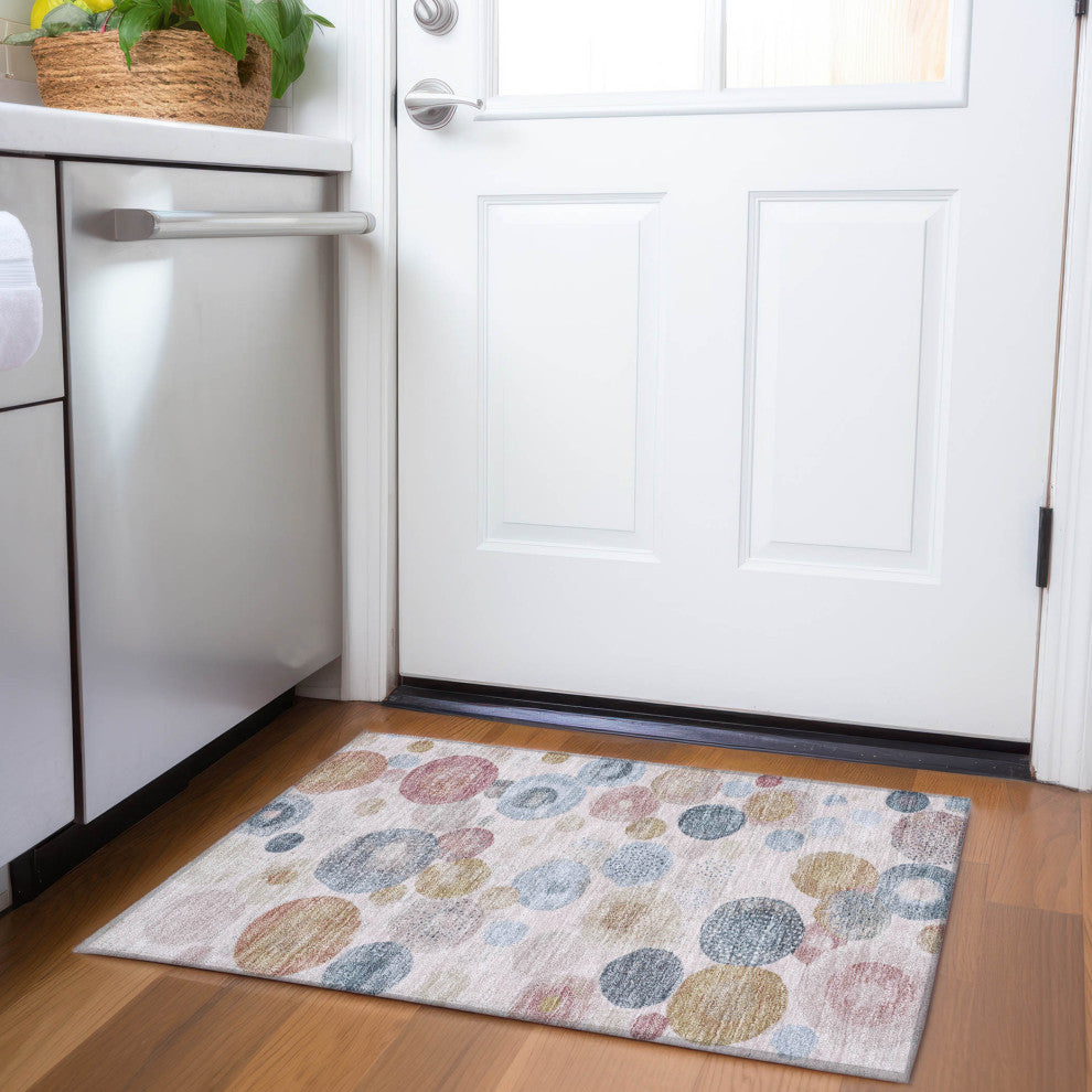 Machine Washable Indoor/Outdoor Chantille ACN1896 Blush 1'8" x 2'6" Rug