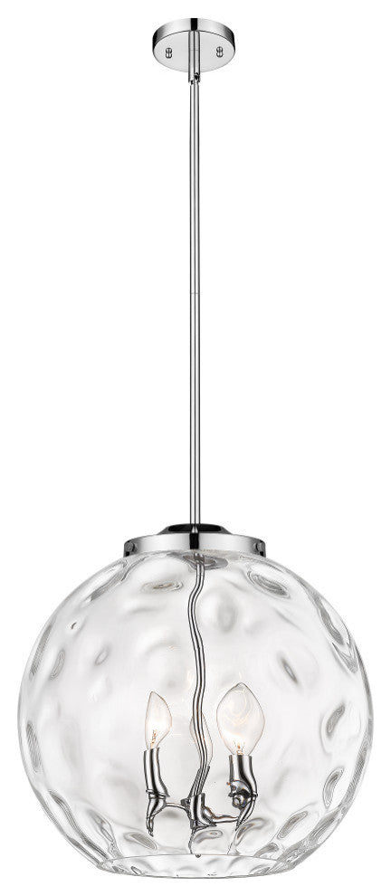 Athens Water Glass Pendant, Polished Chrome, Clear Water Glass