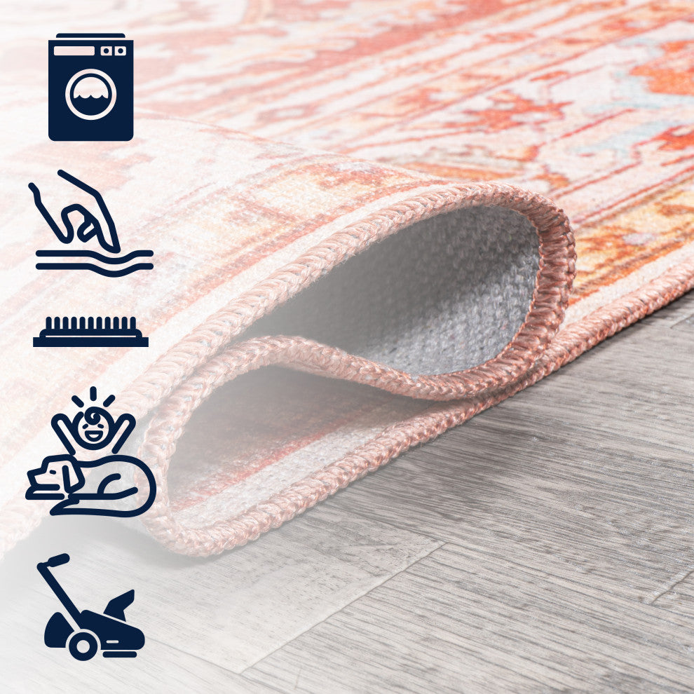 Asa Ornate Medallion Machine-Washable Area Rug