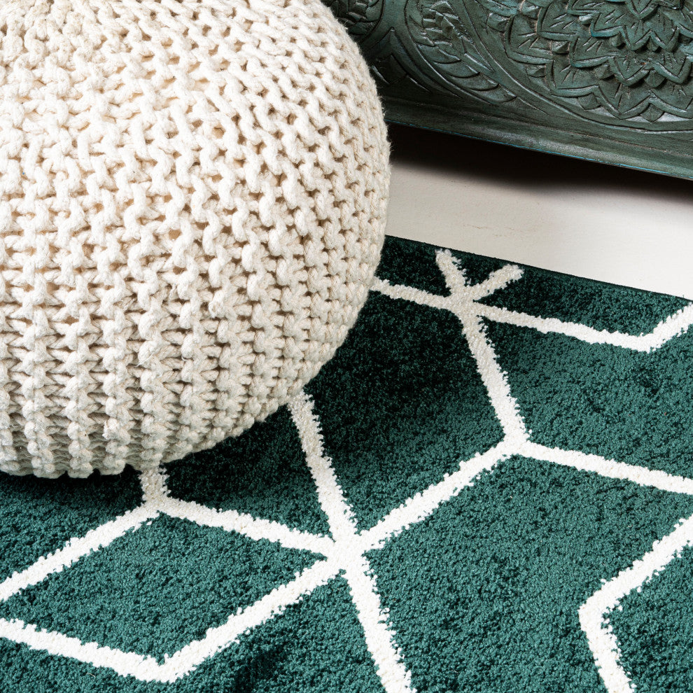 Tumbling Blocks Modern Geometric Green/White 4'x6' Area Rug