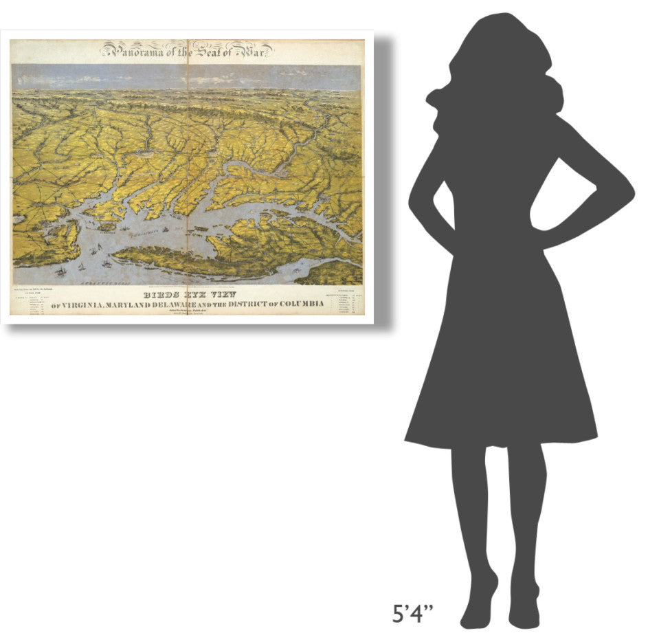 "Virginia, Maryland Delaware and District of Columbia, 1861" Paper Art, 42"x32"