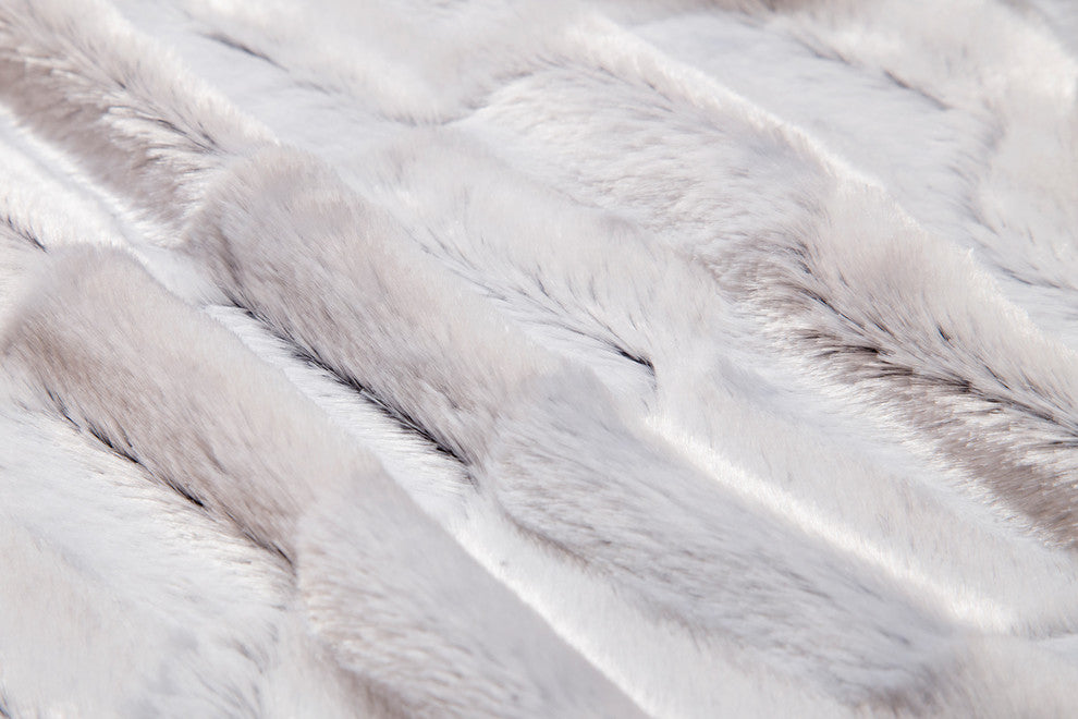 Faux Fur Throw Blanket, Modern Grey Plush Rabbit