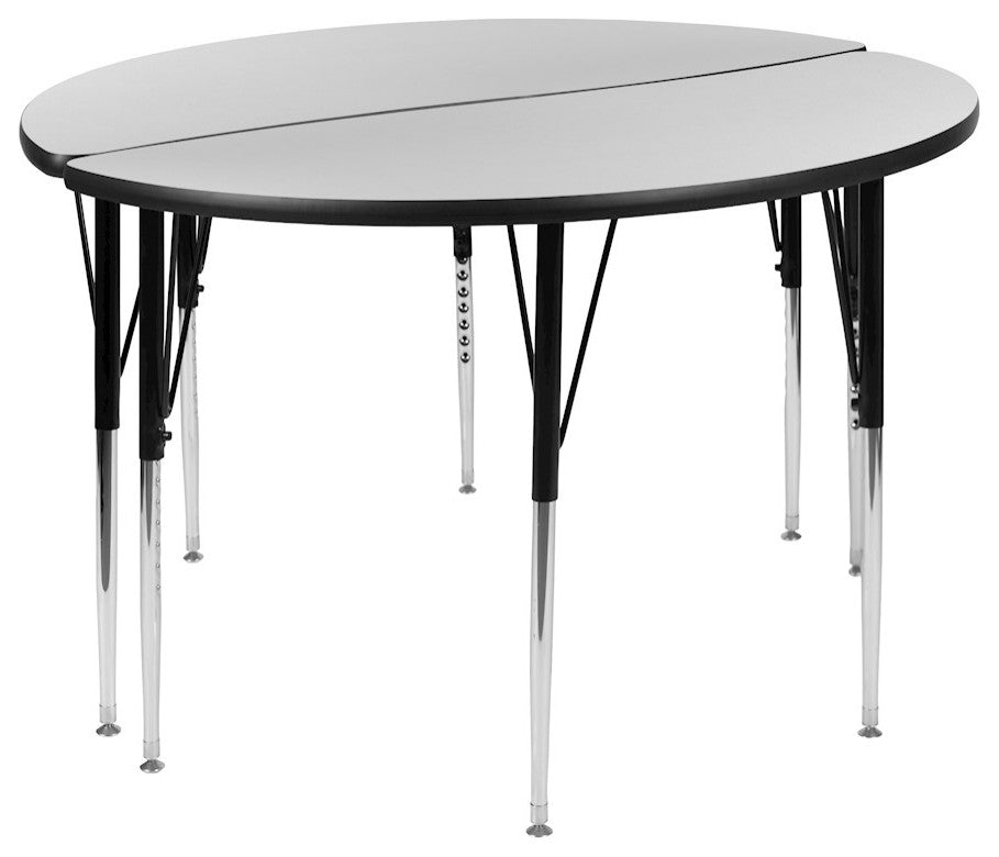 2 Piece 47.5" Circle Wave Activity Table Set - Standard Height Adj. Legs, Grey