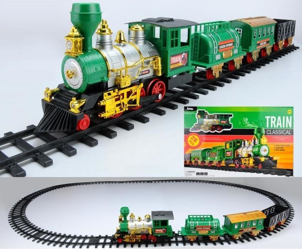 20-Piece Battery Operated Lighted Animated Classics Train Set, With Sound, Green
