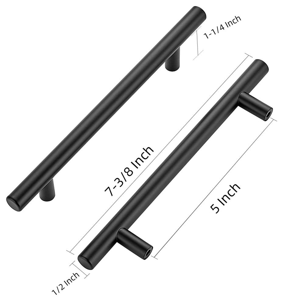Stainless Steel 7.38'' Matte Black Cabinet Pulls, 1 Piece Set