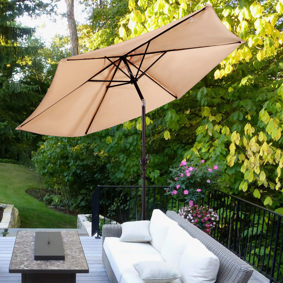 Costway 9FT Patio Umbrella Patio Market Steel Tilt W/ Crank Outdoor Yard Garden