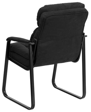Black Microfiber Executive Side Reception Chair With Sled Base