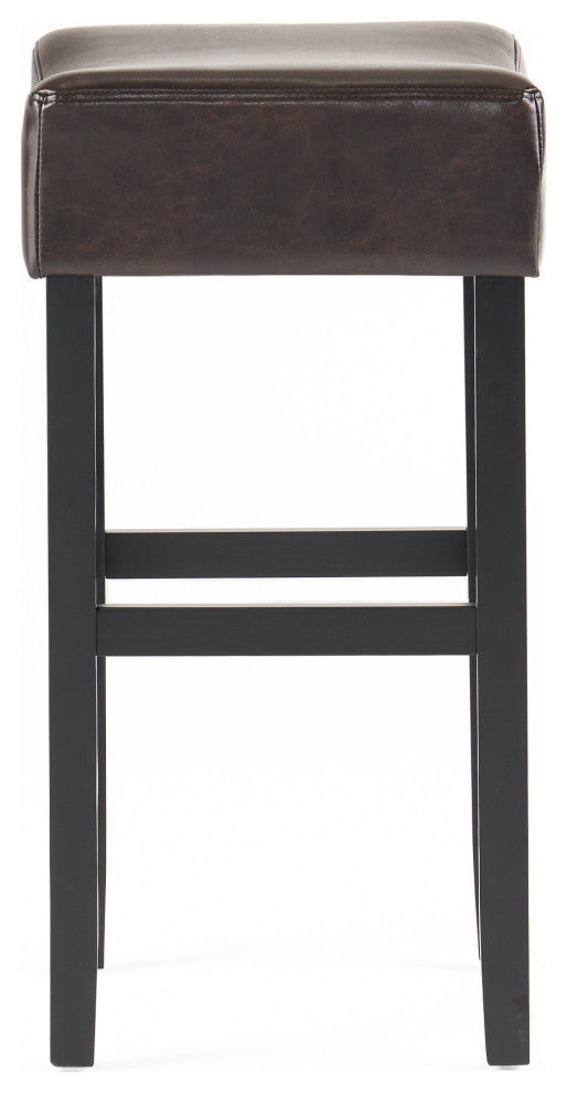 GDF Studio Adler Brown Leather Backless Bar Stools, Set of 2