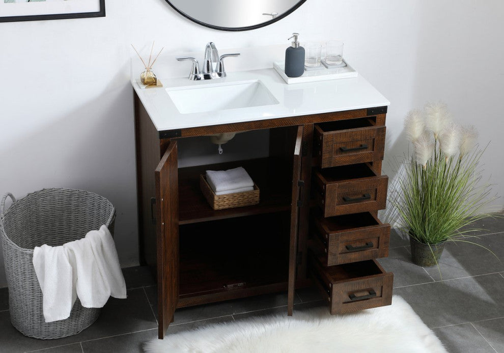 Home Living 36" Single Bathroom Vanity, Espresso With Backsplash