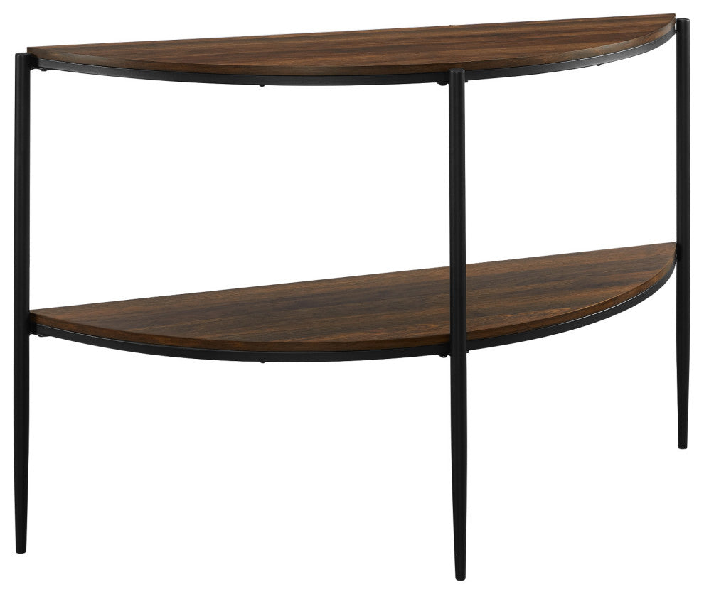Ella 48" Half Round Tiered Entry Table - Dark Walnut