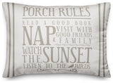 Porch Rules on White 14x20 Indoor/Outdoor Pillow