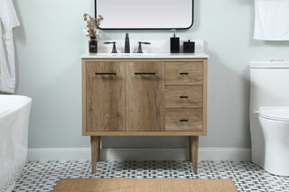 Home Living 22" Midcentury Modern Natural Oak-Light Bathroom Vanity